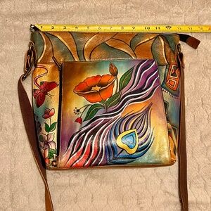 Anuschka Cross Body Bag Poppies and Butterflies